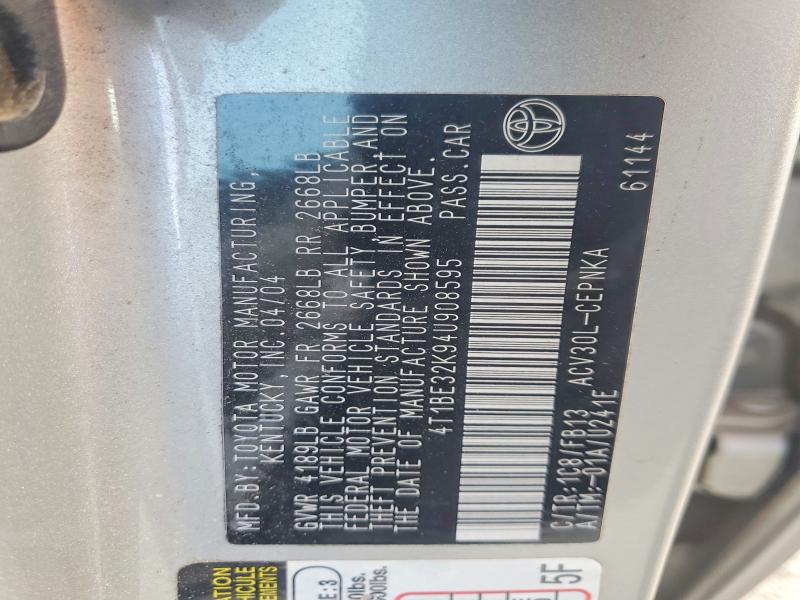 59537706 :رقم المزاد ، 4T1BE32K94U908595 vin ، 2004 Toyota Camry مزاد بيع