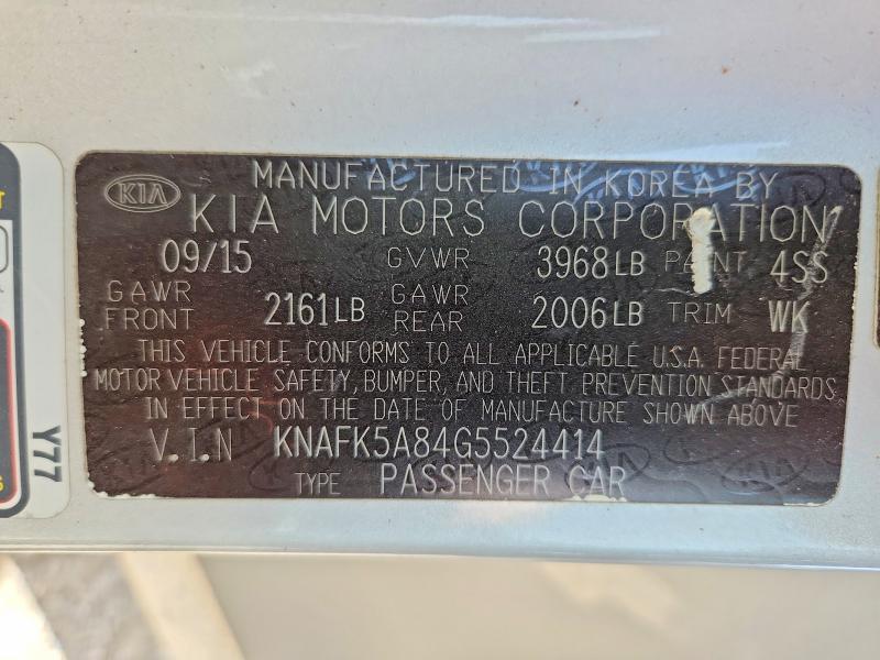 Aukcja sprzedaży 2016 Kia Forte, vin: KNAFK5A84G5524414, numer aukcji: 58714086
