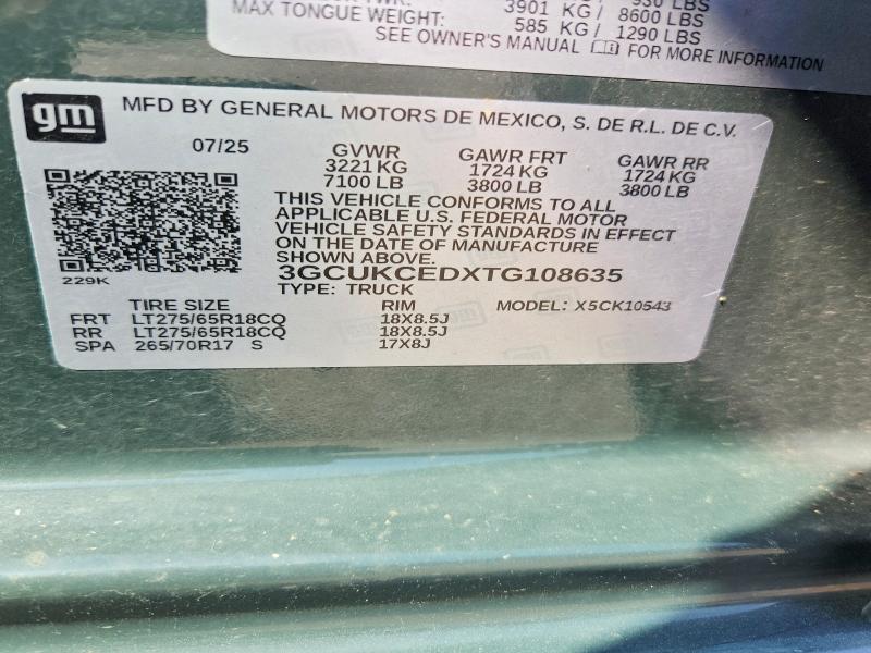 Aukcja sprzedaży 2026 Chevrolet Silverado, vin: 3GCUKCEDXTG108635, numer aukcji: 59364736