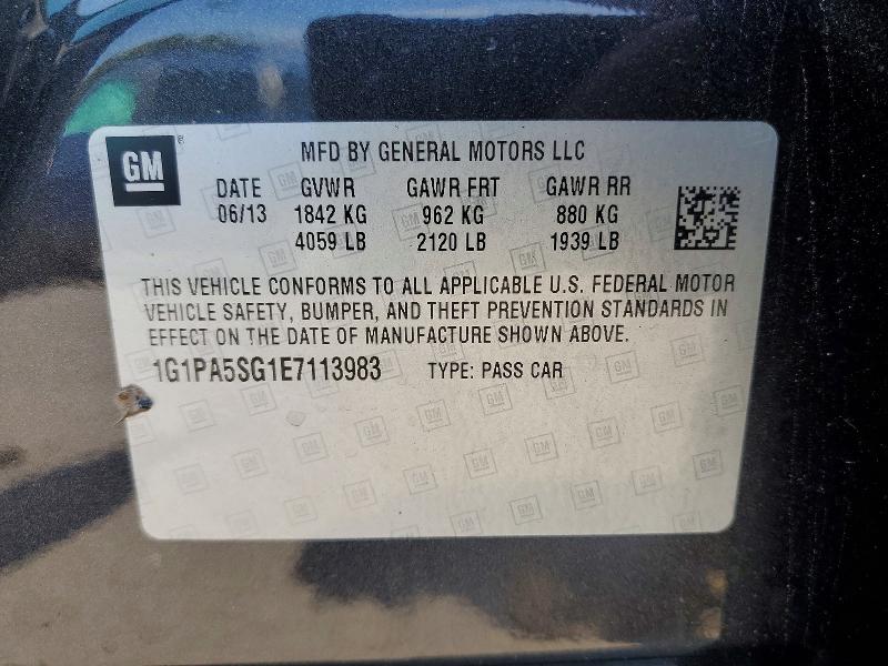 Продажа на аукционе авто 2014 Chevrolet Cruze, vin: 1G1PA5SG1E7113983, номер лота: 60492546