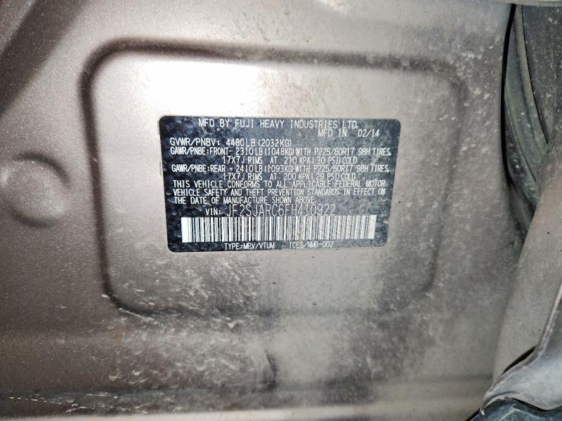 Продажа на аукционе авто 2015 Subaru Forester, vin: JF2SJARC6FH410922, номер лота: 60680486