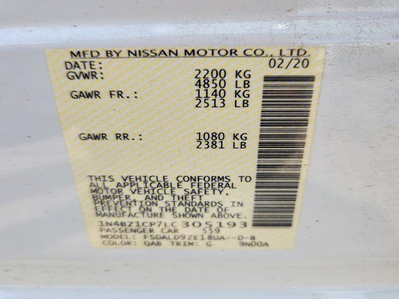 Продаж на аукціоні авто 2020 Nissan Leaf, vin: 1N4BZ1CP7LC305193, номер лоту: 62143816
