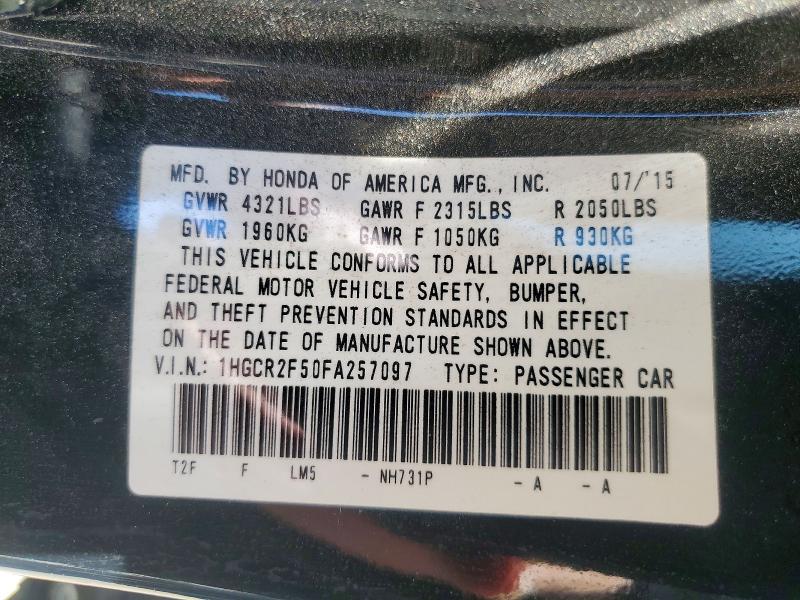 Продажа на аукционе авто 2015 Honda Accord, vin: 1HGCR2F50FA257097, номер лота: 61180506