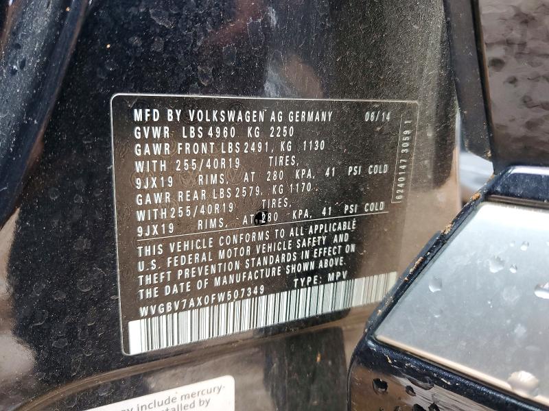 Auction sale of the 2015 Volkswagen Tiguan, vin: WVGBV7AX0FW507349, lot number: 62490326