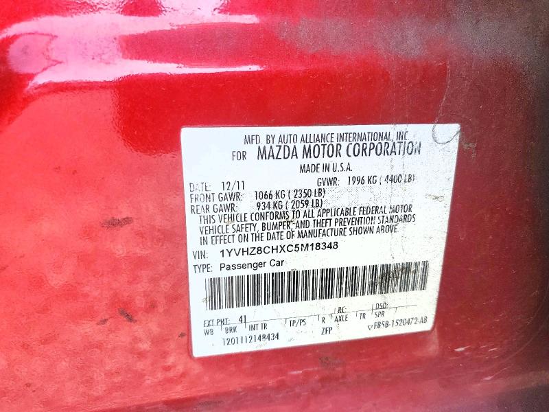 Продаж на аукціоні авто 2012 Mazda 6, vin: 1YVHZ8CHXC5M18348, номер лоту: 61841796