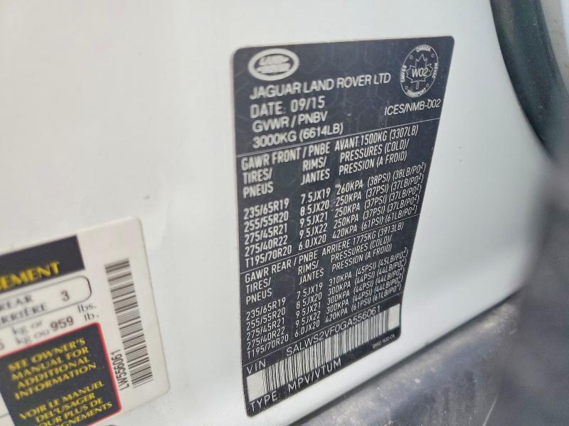 Aukcja sprzedaży 2016 Land Rover Range Rover Sport, vin: SALWS2VF0GA556061, numer aukcji: 59351426