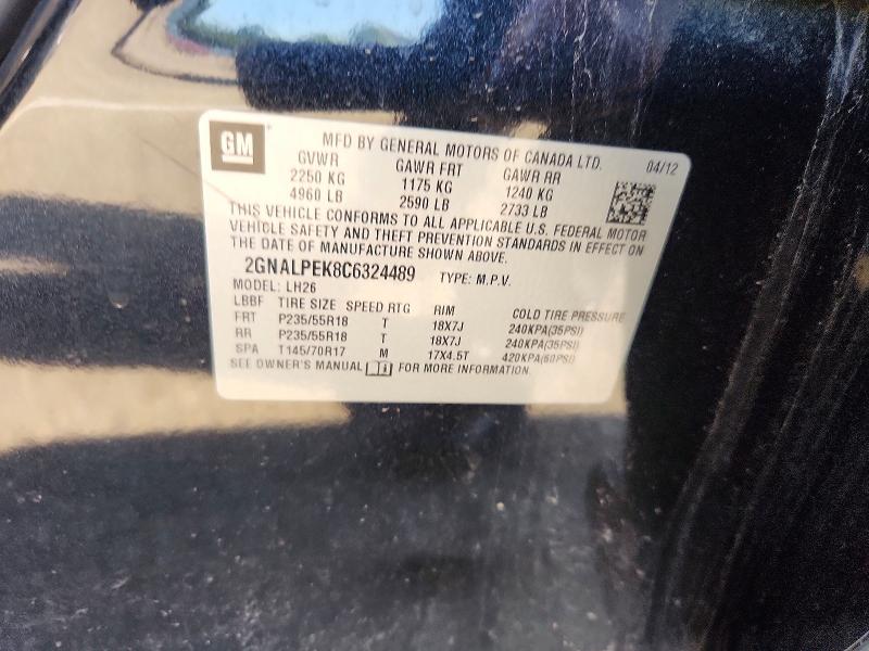 Aukcja sprzedaży 2012 Chevrolet Equinox, vin: 2GNALPEK8C6324489, numer aukcji: 62958136