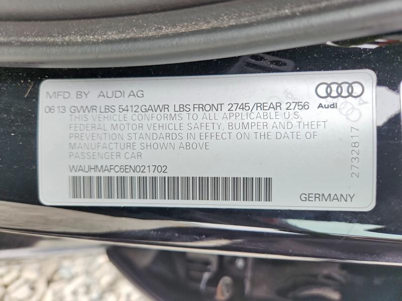 2014 Audi A6 მანქანა იყიდება აუქციონზე, vin: WAUHMAFC6EN021702, აუქციონის ნომერი: 62521736