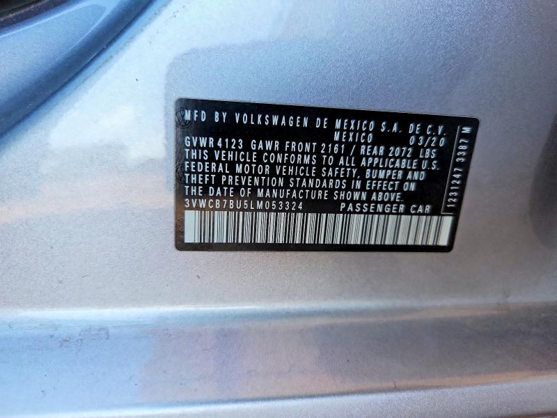 61642806 :رقم المزاد ، 3VWCB7BU5LM053324 vin ، 2020 Volkswagen Jetta مزاد بيع