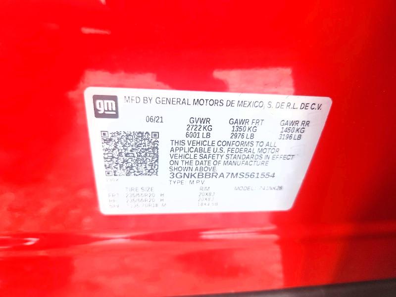 Aukcja sprzedaży 2021 Chevrolet Blazer, vin: 3GNKBBRA7MS561554, numer aukcji: 62477386