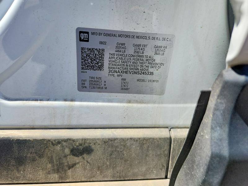 Продаж на аукціоні авто 2022 Chevrolet Equinox, vin: 3GNAXHEV1NS245335, номер лоту: 59788236