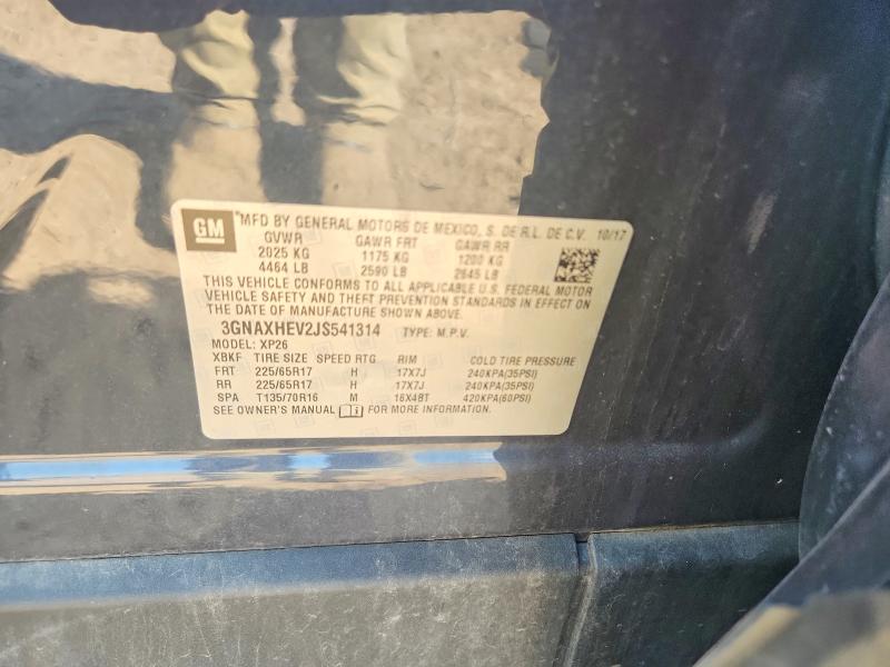 Aukcja sprzedaży 2018 Chevrolet Equinox, vin: 3GNAXHEV2JS541314, numer aukcji: 61076466