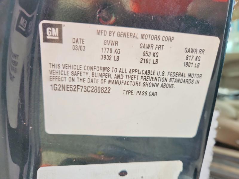 2003 Pontiac Grand Am მანქანა იყიდება აუქციონზე, vin: 1G2NE52F73C280822, აუქციონის ნომერი: 61394636