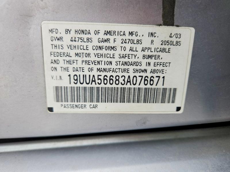 62356366 :رقم المزاد ، 19UUA56683A076671 vin ، 2003 Acura 3.2tl مزاد بيع
