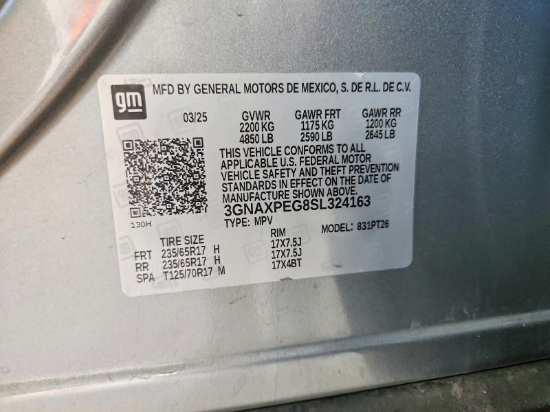 Продаж на аукціоні авто 2025 Chevrolet Equinox, vin: 3GNAXPEG8SL324163, номер лоту: 62285886