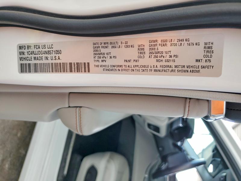 Aukcja sprzedaży 2022 Jeep Grand Cherokee, vin: 1C4RJJDG4N8571050, numer aukcji: 60210146