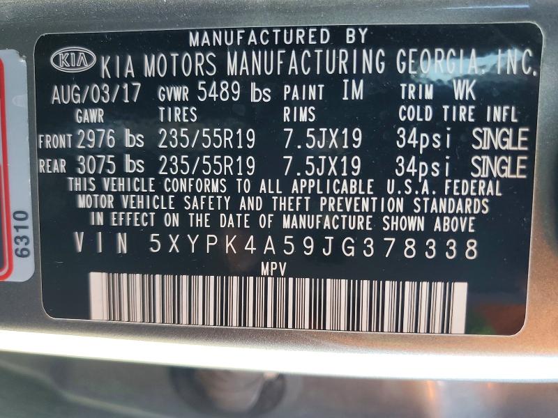 Продаж на аукціоні авто 2018 Kia Sorento, vin: 5XYPK4A59JG378338, номер лоту: 63137606