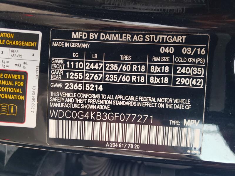62021106 :رقم المزاد ، WDC0G4KB3GF077271 vin ، 2016 Mercedes-benz Glc مزاد بيع