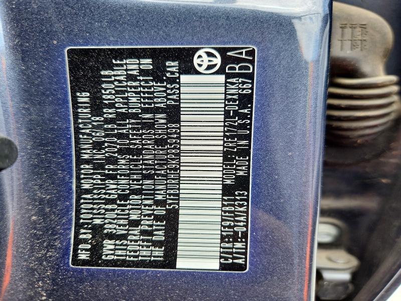 62979406 :رقم المزاد ، 5YFBURHE9KP859498 vin ، 2019 Toyota Corolla مزاد بيع