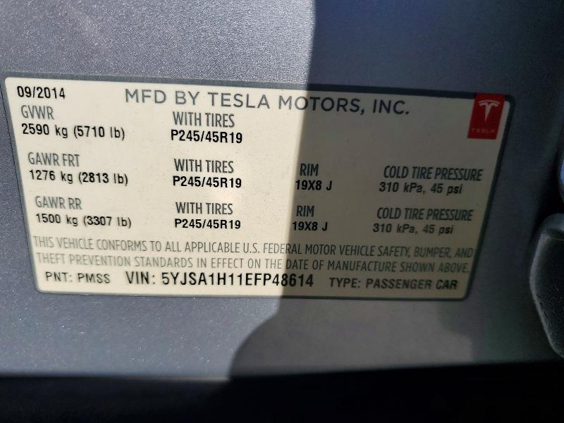 Aukcja sprzedaży 2014 Tesla Model S, vin: 5YJSA1H11EFP48614, numer aukcji: 61167546