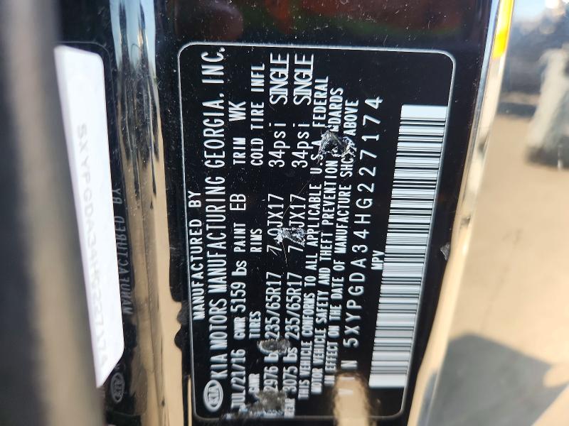 Продажа на аукционе авто 2017 Kia Sorento, vin: 5XYPGDA34HG227174, номер лота: 60640506