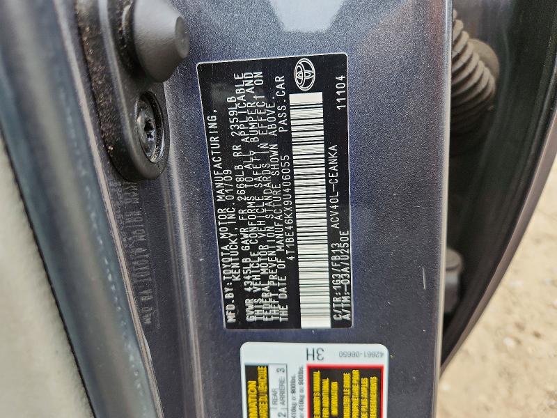 62240056 :رقم المزاد ، 4T1BE46KX9U406055 vin ، 2009 Toyota Camry مزاد بيع