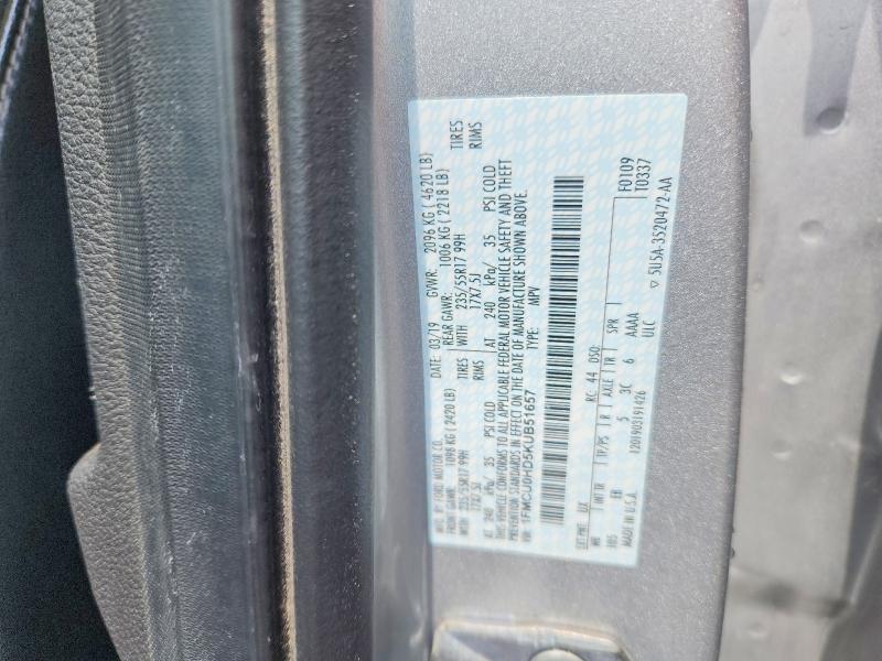 Aukcja sprzedaży 2019 Ford Escape, vin: 1FMCU0HD5KUB51657, numer aukcji: 61781836