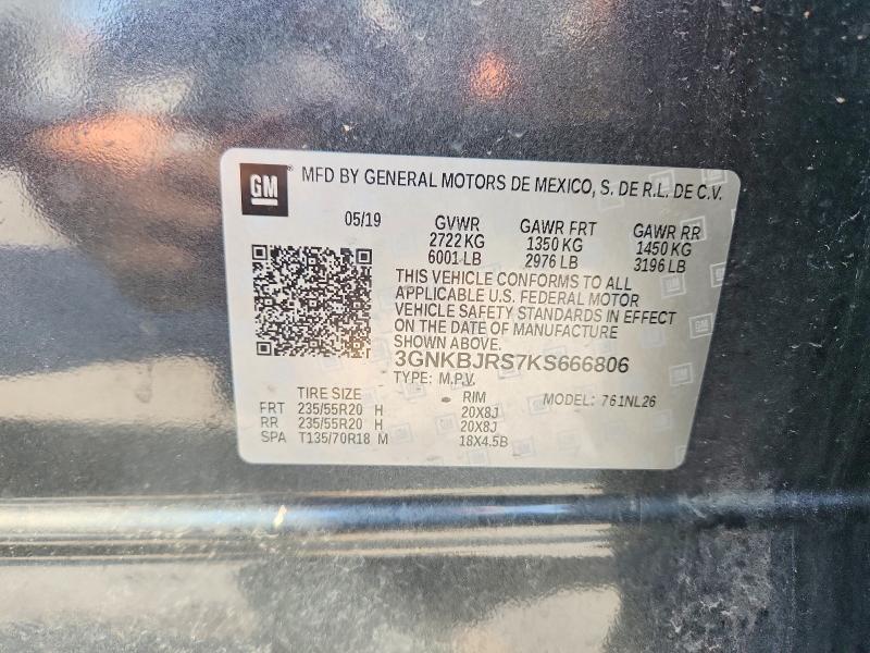 61896056 :رقم المزاد ، 3GNKBJRS7KS666806 vin ، 2019 Chevrolet Blazer مزاد بيع