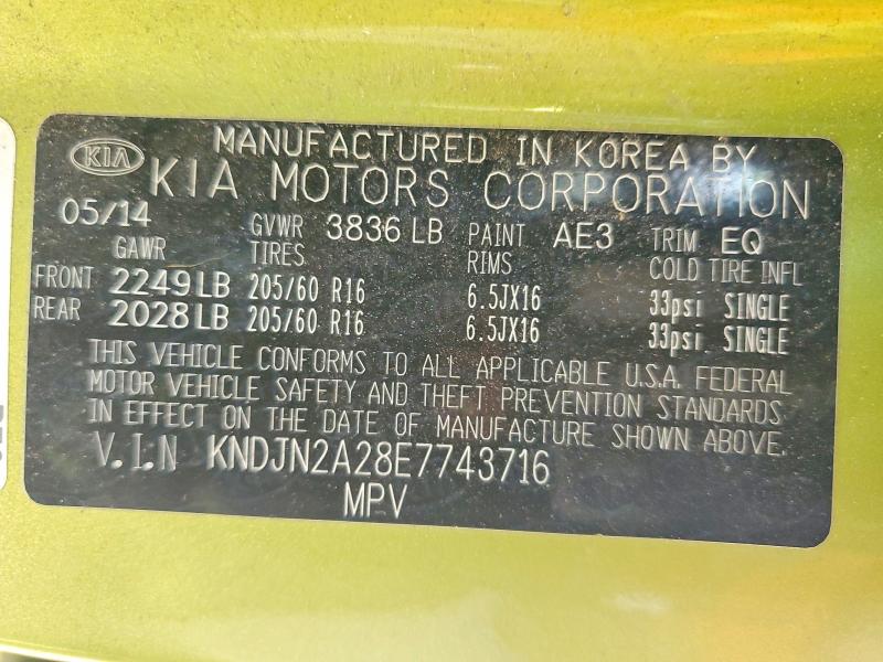 Продаж на аукціоні авто 2014 Kia Soul, vin: KNDJN2A28E7743716, номер лоту: 59723106