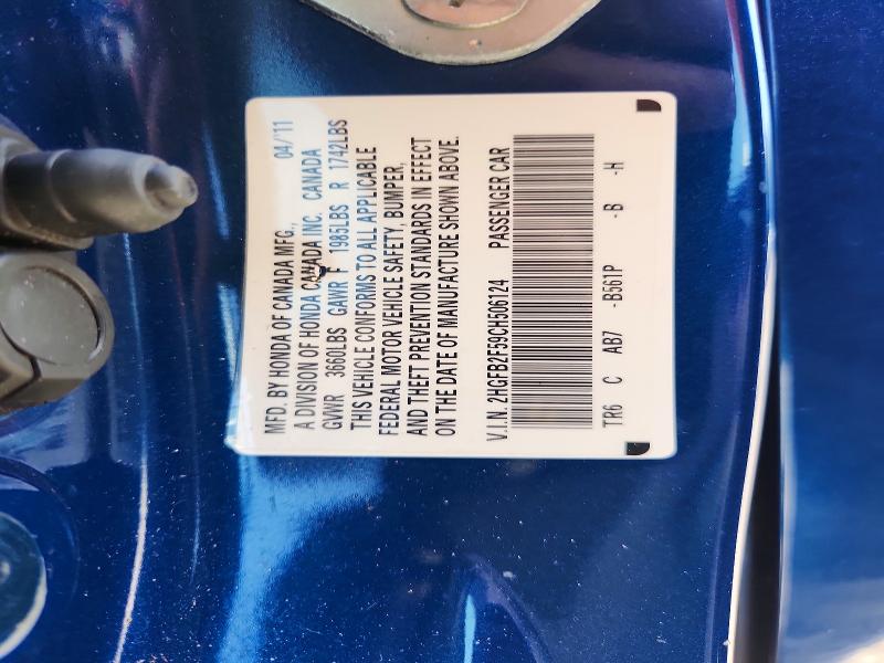 Продажа на аукционе авто 2012 Honda Civic, vin: 2HGFB2F59CH506124, номер лота: 59571856