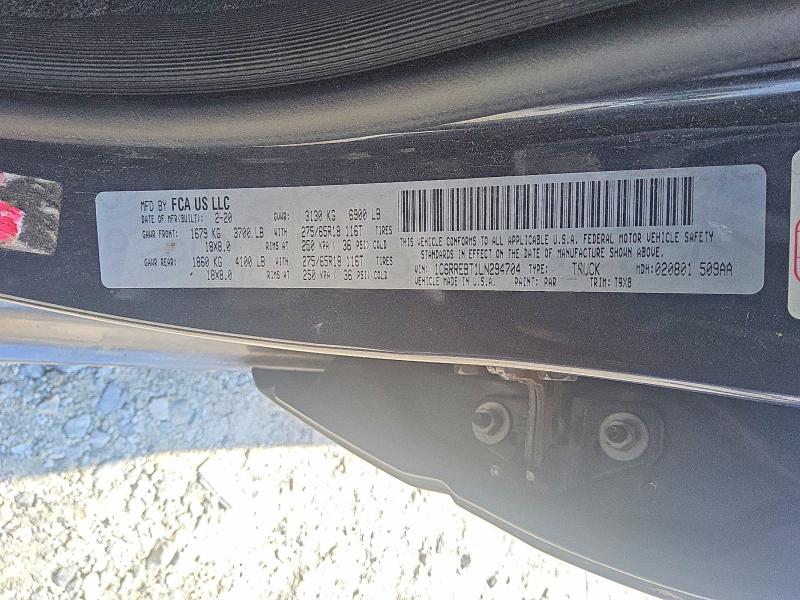 59072176 :رقم المزاد ، 1C6RREBT1LN294704 vin ، 2020 Ram 1500 مزاد بيع