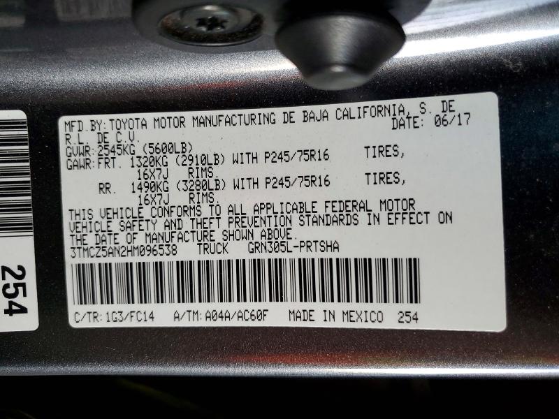 Aukcja sprzedaży 2017 Toyota Tacoma, vin: 3TMCZ5AN2HM096538, numer aukcji: 62874316