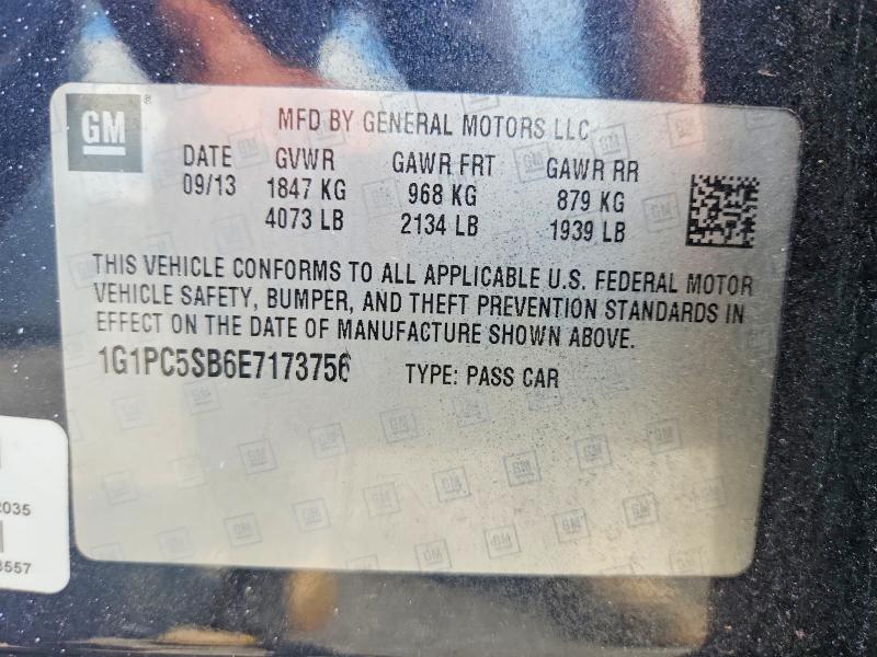 60636866 :رقم المزاد ، 1G1PC5SB6E7173756 vin ، 2014 Chevrolet Cruze مزاد بيع