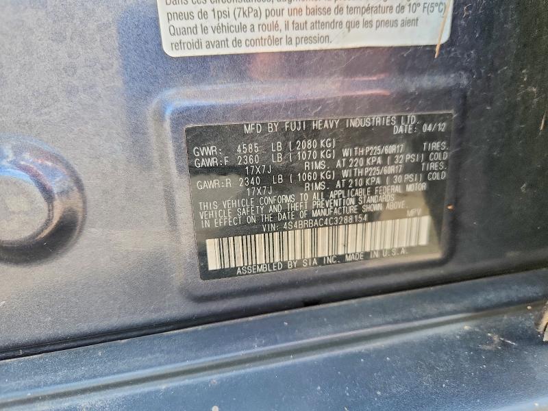 Aukcja sprzedaży 2012 Subaru Outback, vin: 4S4BRBAC4C3288154, numer aukcji: 63369476