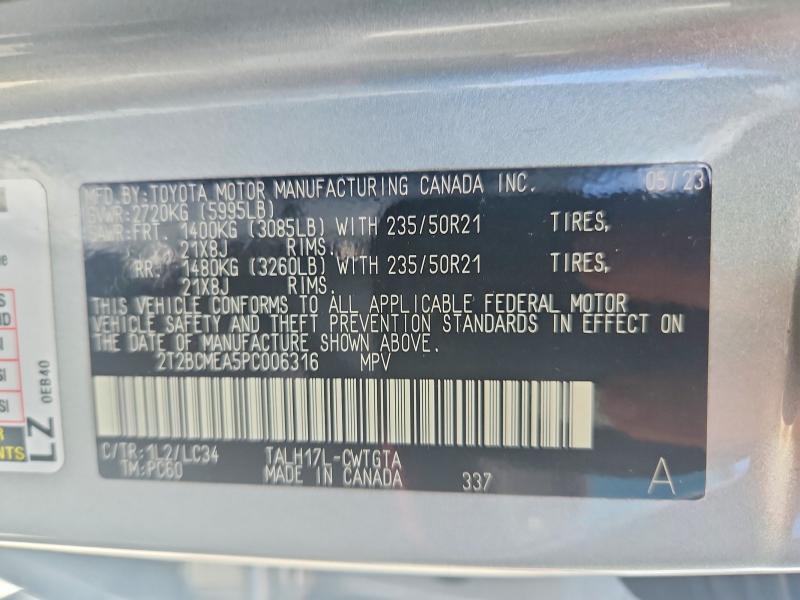 2023 Lexus Rx მანქანა იყიდება აუქციონზე, vin: 2T2BCMEA5PC006316, აუქციონის ნომერი: 61012826
