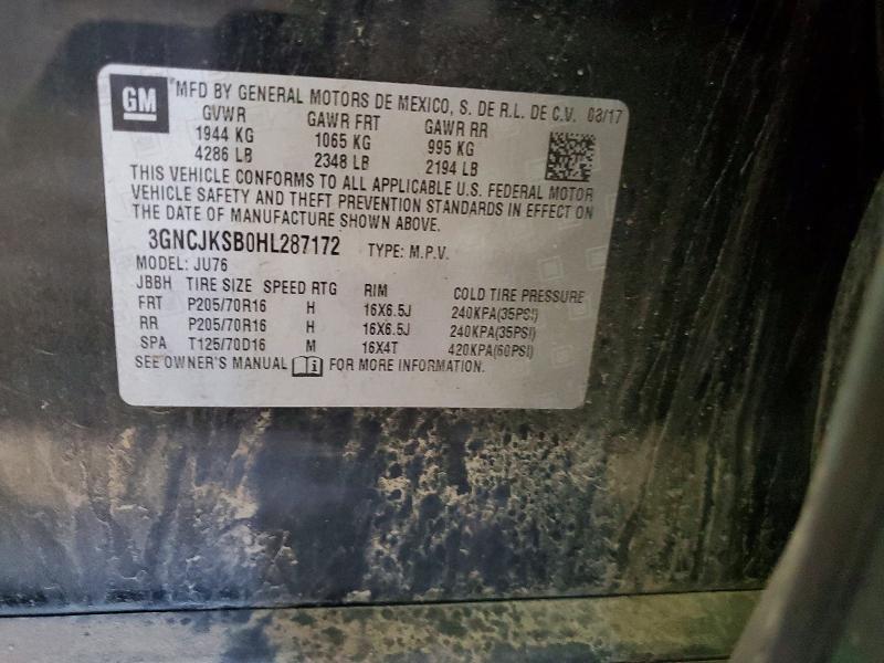 59658926 :رقم المزاد ، 3GNCJKSB0HL287172 vin ، 2017 Chevrolet Trax مزاد بيع