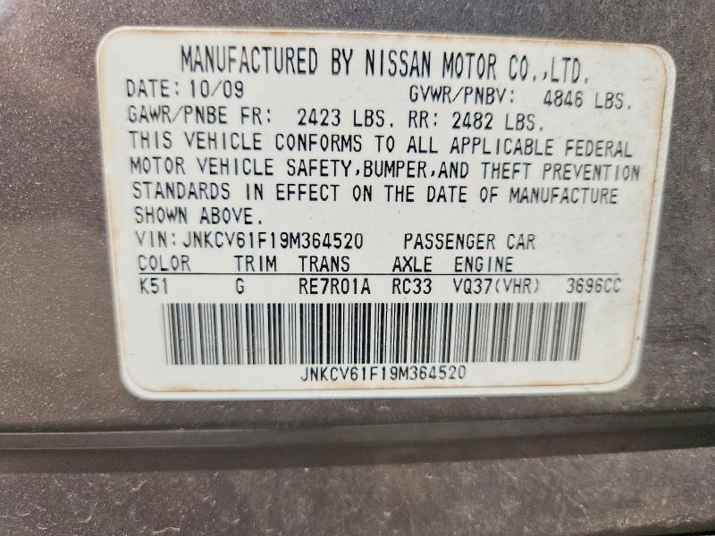 Aukcja sprzedaży 2009 Infiniti G37 Sedan, vin: JNKCV61F19M364520, numer aukcji: 61775836