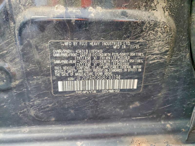 Aukcja sprzedaży 2016 Subaru Crosstrek, vin: JF2GPABC8G8230194, numer aukcji: 62320176