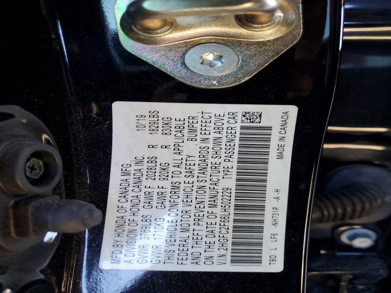 Aukcja sprzedaży 2020 Honda Civic, vin: 2HGFC2F66LH502229, numer aukcji: 60004816