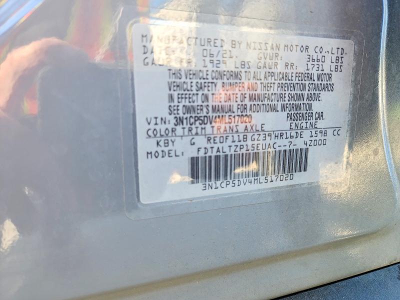 60711156 :رقم المزاد ، 3N1CP5DV4ML517020 vin ، 2021 Nissan Kicks مزاد بيع