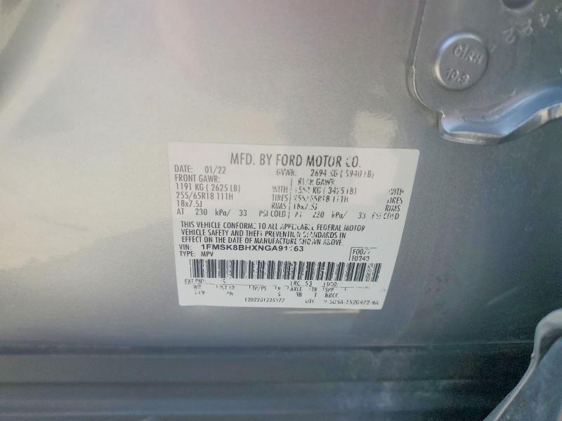 Aukcja sprzedaży 2022 Ford Explorer, vin: 1FMSK8BHXNGA91163, numer aukcji: 60829736