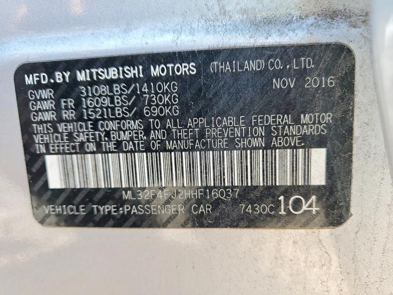 Aukcja sprzedaży 2017 Mitsubishi Mirage, vin: ML32F4FJ2HHF16037, numer aukcji: 61182436