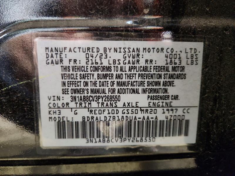 Продажа на аукционе авто 2023 Nissan Sentra, vin: 3N1AB8CV3PY268550, номер лота: 61573966
