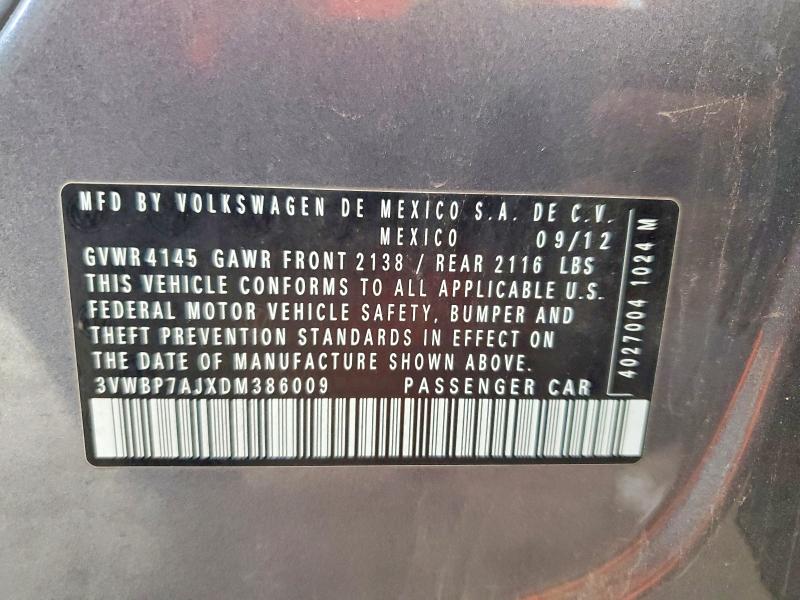59820836 :رقم المزاد ، 3VWBP7AJXDM386009 vin ، 2013 Volkswagen Jetta مزاد بيع