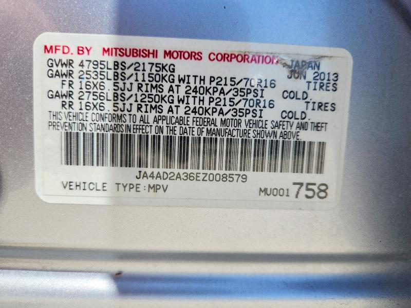 2014 Mitsubishi Outlander მანქანა იყიდება აუქციონზე, vin: JA4AD2A36EZ008579, აუქციონის ნომერი: 60565956
