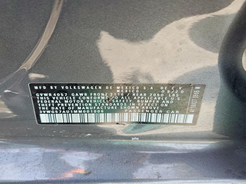 61701296 :رقم المزاد ، 3VWG57AU1MM001006 vin ، 2021 Volkswagen Golf مزاد بيع