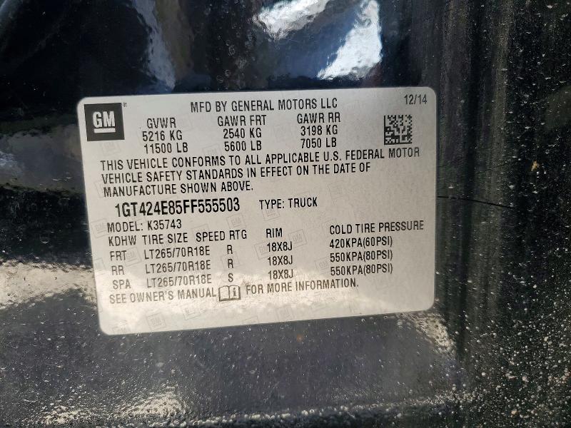 2015 Gmc Sierra მანქანა იყიდება აუქციონზე, vin: 1GT424E85FF555503, აუქციონის ნომერი: 60784256