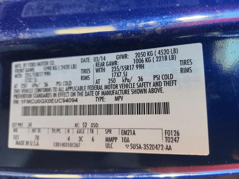 Auction sale of the 2014 Ford Escape, vin: 1FMCU0GX0EUC94094, lot number: 62520396