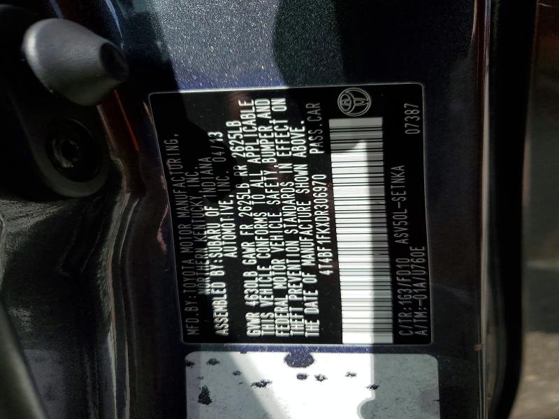 2013 Toyota Camry მანქანა იყიდება აუქციონზე, vin: 4T4BF1FKXDR306970, აუქციონის ნომერი: 59651396