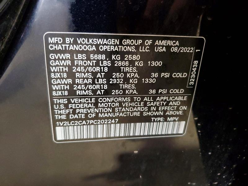 Продажа на аукционе авто 2023 Volkswagen Atlas Cross Sport, vin: 1V2LC2CA7PC202247, номер лота: 60745806